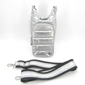 WanderFull Original HydroBag Water Bottle Carrier Metallic Silver Puffer Bag NEW